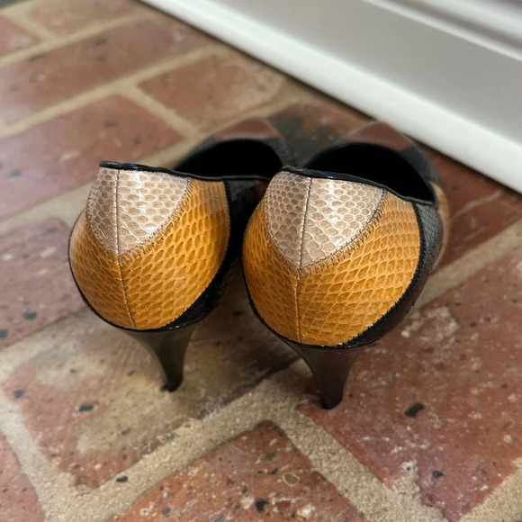 Celine Triangle Heel wide-striped water snakeskin high heels NWT - Picture 2 of 6